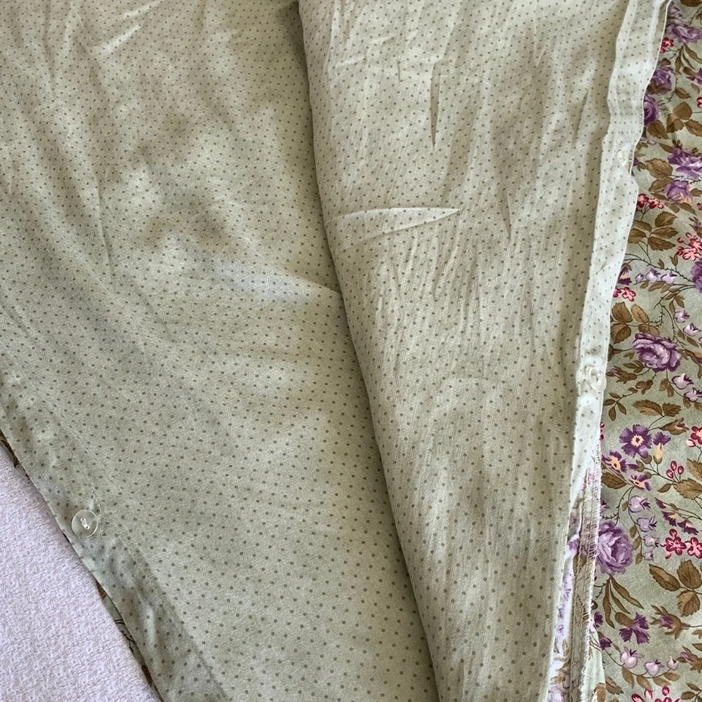 April Cornell queen duvet cover green, purple, pink floral